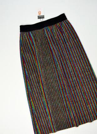 Стильная юбка с люрексом в полоску1 фото