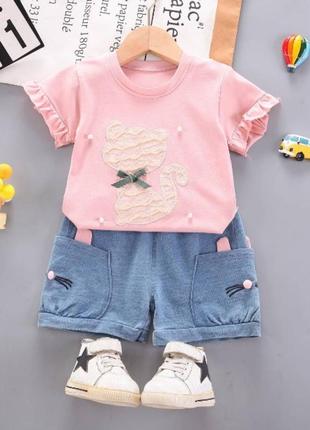 Костюм на лето девочке kitten розовый