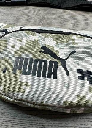 Мужская спортивная бананка в стиле puma пиксельная, поясная сумка пума военная9 фото