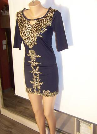Темно-синє плаття зі східним візерунком см1 фото