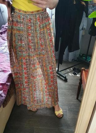 Яркая длинная шифоновая юбка размер с-м2 фото