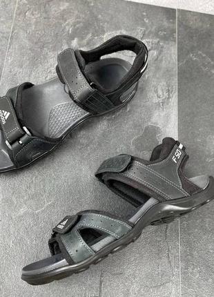Мужские кожаные сандалии adidas, зручні шкіряні сандалії адідас3 фото
