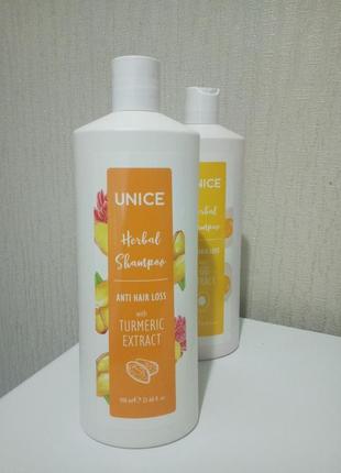 Unice herbal shampoo with turmeric extract шампунь проти випадіння волосся з екстрактом куркуми 700 мл