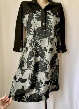 Стильна сукня у клітинку з кишенями квітковий принт платье regard desire турція