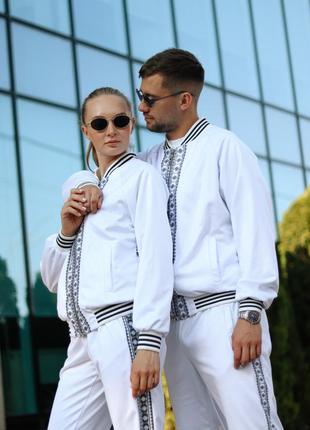 Спортивный костюм вышиванка женский / парный с вышиванкой белый xs-4xl