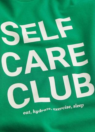Зелений світшот оверсайз self care club h&amp;m / зеленый свитшот4 фото