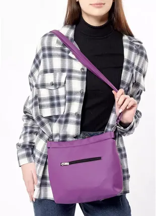 Жіноча сумка кросбоді rose строчена фіолетова3 фото