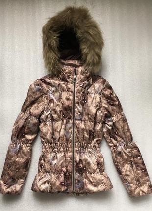Зимняя спортивная горнолыжная теплая куртка для девочек glissade (франция) 128 см