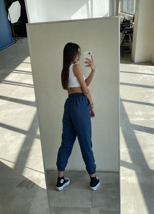 🔴 летние джинсовые льняные штаны джогеры ткань джинс лен3 фото