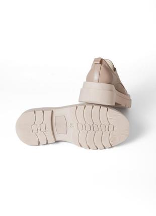 Бежевые кожаные туфли броги на шнуровке 36 размера4 фото
