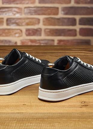 Мужские кеди кожа перфорация, чоловічі базові кеди з перфорованої шкіри