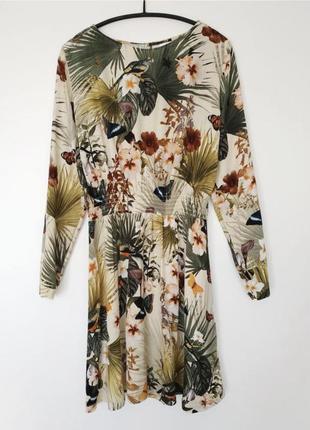 Платье с тропическим принтом натуральное4 фото