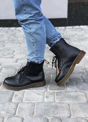 Крутые меховые ботинки dr martens  в черном цвете (осень-зима-весна)😍2 фото