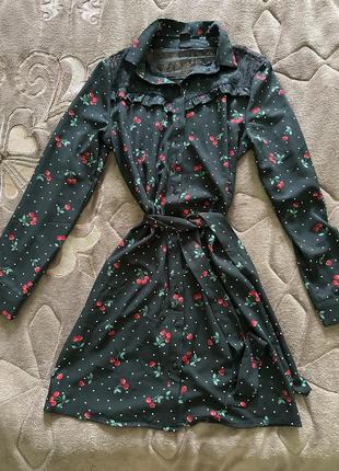 Чорна сукня з принтом вишень від бренду befree🍒