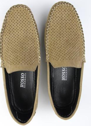 Горчичные летние мокасины нубук с перфорацией мужская обувь больших размеров rosso avangard bs10 фото