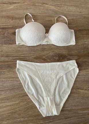 Шикарный, ажурный, комплект, нижнего белья, нежно молочного цвета, от дорогого бренда: di lotrento lingerie 👌2 фото