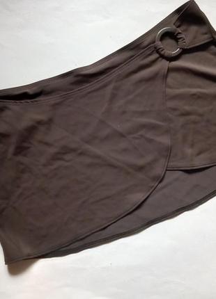 10-12 короткая пляжная юбочка, купальная юбка с разрезом по центру, универсальная