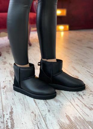 Зимние женские ugg classic ii mini black с овчиной (осень-зима-весна)😍