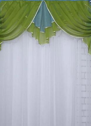 Ламбрекен на карниз 2 метра цвет салатовый и голубой107л