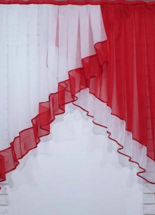 Комплект на кухню на карниз 1.5 м, красный с белым