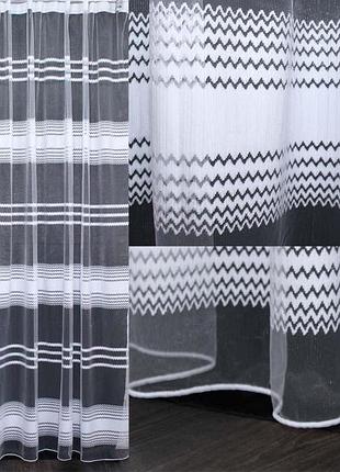 Турецкая тюль "полоски", цвет белый