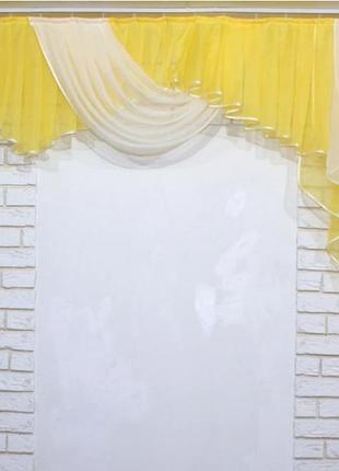 Ламбрекен на карниз 2м. колір жовтий з бежевим