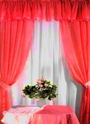 Комплект кухонных штор "ева", цвет красный