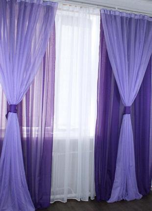 Комплект декоративных портьер из шифона с подхватами