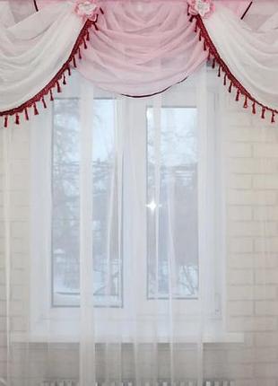 Ламбрекен 3 м "арабеска" розового цвета