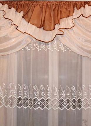 Ламбрекен на карниз 2 метра, цвет коричневый