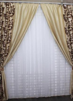 Комбіновані готові штори з тканини блекаут5 фото
