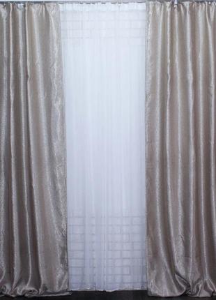 Комплект штор із тканини блекаут "софт". колір сріблястий (1*2.7)6 фото