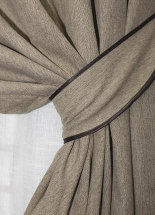Шторы (2шт. 1,5х2,7м) из ткани блэкаут с атласной основой, коллекция "амели". цвет капучино5 фото