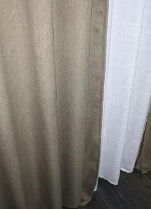 Шторы (2шт. 1,5х2,7м) из ткани блэкаут с атласной основой, коллекция "амели". цвет капучино4 фото