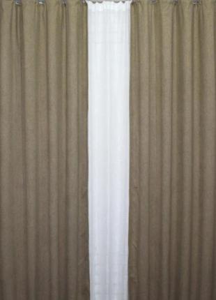 Шторы (2шт. 1,5х2,7м) из ткани блэкаут с атласной основой, коллекция "амели". цвет капучино3 фото