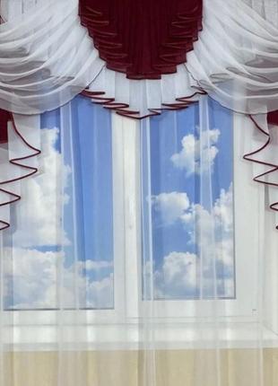 Ламбрекен на карниз 2 метра цвет бордовый 107л(к)