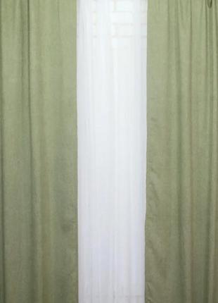 Светонепроницаемая ткань блэкаут "амели" высота 2.7м. цвет зеленый2 фото