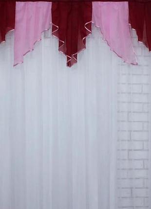 Ламбрекен 3 м "венеция" цвет бордовый с розовым