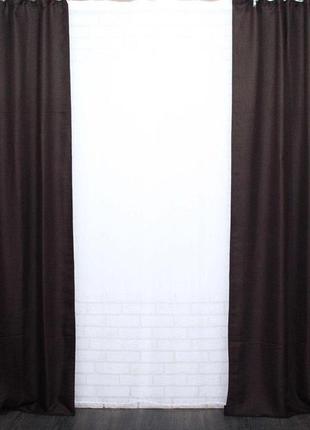 Комплект готових світлонепроникних  штор, колекція блекаут "льон мешковина", колір венге. код 291ш2 фото