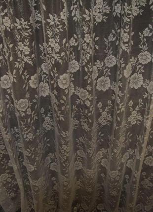 Жакардова тюль із візерунком, туреччина квітковий принт4 фото