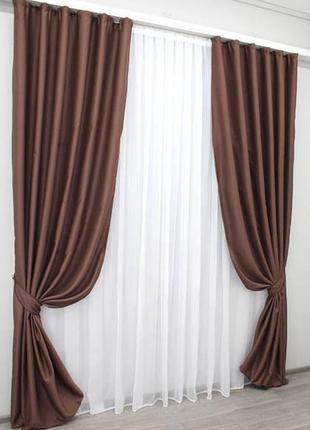 Шторна тканина блекаут, колекція "bruno". колір коричневий8 фото