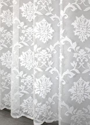 Тюль жакард, колекція "розалія". колір білий4 фото