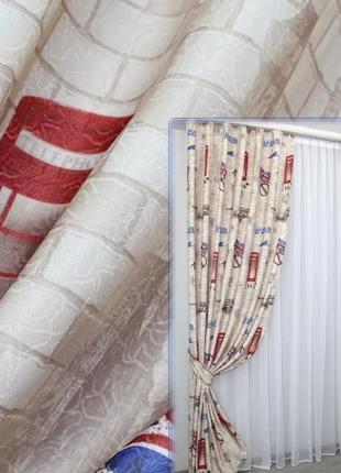 Комплект (2шт. 1,5х2,7м.) готових фото-штор "лондон". колір різнокольоровий