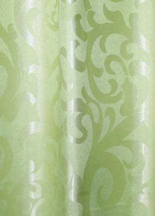 Дві готові штори з жакарду "вензель", колір салатовий (1*2,7)4 фото