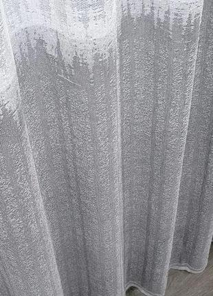 Тюль з жакарду "greta". колір білий з сірим5 фото