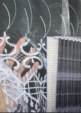 Тюль фатин з вишивкою, "bella". колір білий