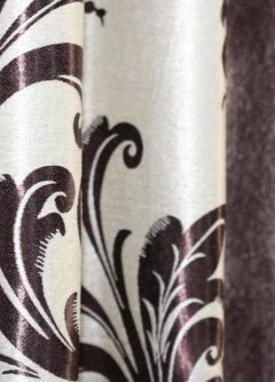 Комбіновані (1,5х2,5м) штори з тканини блекаут-софт. колір коричневий з бежевим6 фото