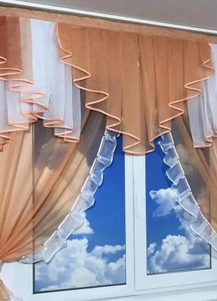 Ламбрекен зі шторками. колір помаранчевий