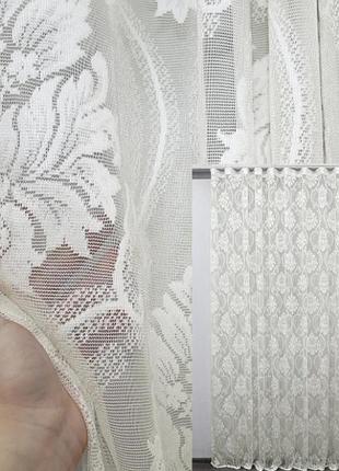 Тюль жакард з гарною вишивкою "розалія". колір кремовий