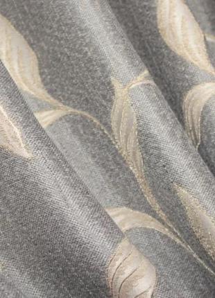 Тканина льон рогожка, колекція "корона марія". колір сірий з золотисто бежевим